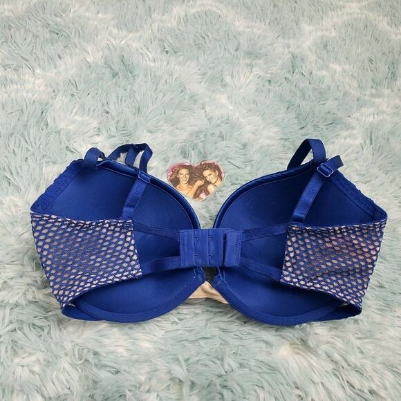 Victoria's Secret Blue After Dark Fish Net Push Up 32 DDD - Picture 3 of 5
